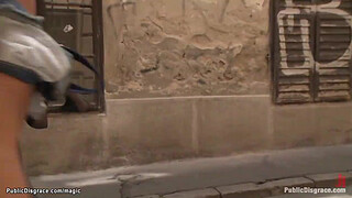 Hot brunette fucked in public bus