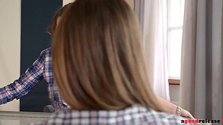 Horny college roomates Alessandra & Macy 1st time 3some