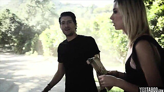 Naive and cute runaway blonde teen gets double fucked