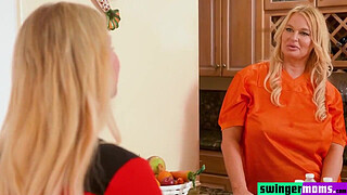 Horny stepmothers exchange their stepsons' cocks to enjoy the pleasure of their wet and hot pussies until they cum and swallow.