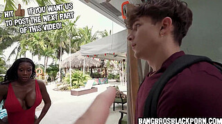 Interracial - Poolside Surprise: Stepmom Ebony Mystique's Naughty Encounter with Step-Son Parker