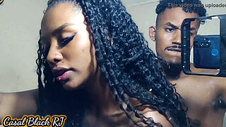 The black one looked beautiful in this babydool, so I ended up fucking her hot in front of the mirror - Amandinha Black RJ - Edu Black RJ