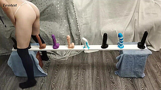 Tiny Chick Testing All Her Dildos and takes HUGE Orgasm