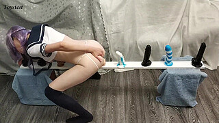 Tiny Chick Testing All Her Dildos and takes HUGE Orgasm