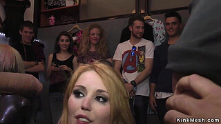 Busty gangbang fucked in public bdsm