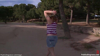 Bound teen public whipped and banged