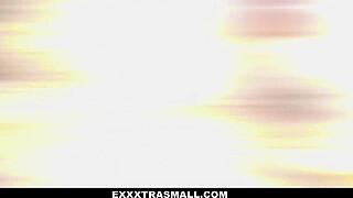 Tiny skinny teen facialized after getting stretched and fucked