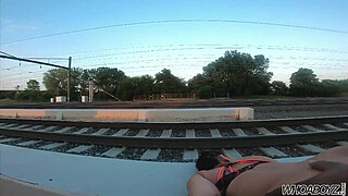 fucking a big arse bitch in the public train yard