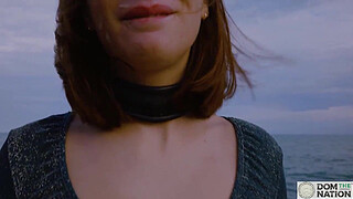 Italian cutie Silvia Soprano eats arse and licks feet while strolling in cum with her dom along the sea