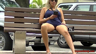 Upskirt Wife # 5 & 6 - Mrs Brooks And Mrs Kiss Upskirt Public Pussy flashing for the Voyeurs!!!
