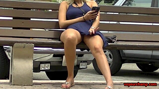 Upskirt Wife # 5 & 6 - Mrs Brooks And Mrs Kiss Upskirt Public Pussy flashing for the Voyeurs!!!