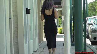 Upskirt Wife # 2 & 3 - Nikki Brazil Showing Off That HOT Latina Arse in a tight dress and very short skirt!!! HD