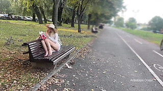 My wife is flashing her pussy to people in park. No panties in public.