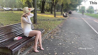 My wife is flashing her pussy to people in park. No panties in public.