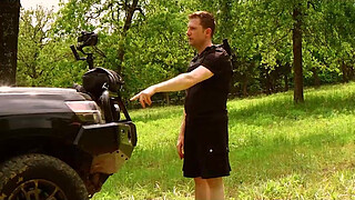 Beautiful bondage virgin gets gets tied up and face fucked in a Texas orchard -- an excerpt from the authentic domination session at Domthenation with Claire Roos