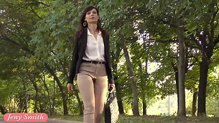 Wrong moment to ask her for a date. Caught wearing crotchless pants