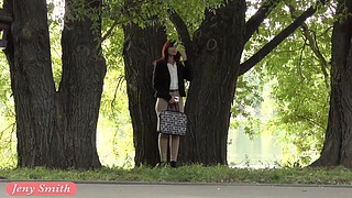 Wrong moment to ask her for a date. Caught wearing crotchless pants