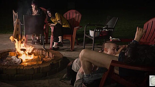 Campfire blowjob with smores and harp music