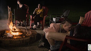 Campfire blowjob with smores and harp music