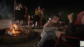 Campfire blowjob with smores and harp music