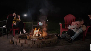 Campfire blowjob with smores and harp music