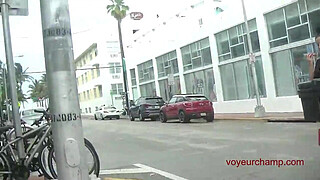 Exhibitionist Wife 490 - MILF Heather Walking Around Town In Wet White Top! Lets A Stranger Touch Her Tit And Take Pics Up Her Skirt!