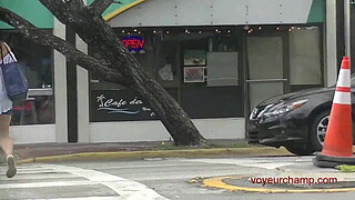 Exhibitionist Wife 490 - MILF Heather Walking Around Town In Wet White Top! Lets A Stranger Touch Her Tit And Take Pics Up Her Skirt!