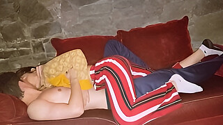 Making love secretly on the couch in the basement of my parents' house!!