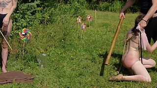 A Piss Fantasia -- Submissive pervert babe dances between her doms for some beautiful, rough face fucking as she is doused in urine -- a Domthenation documentary production