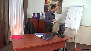 Clumsy secretary Kandall N looks for redemption in anal teen fetish fuck