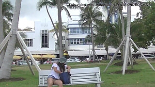 Upskirt Wife 27 - Heather Silk flashing her shaved pussy to voyeurs in public park!