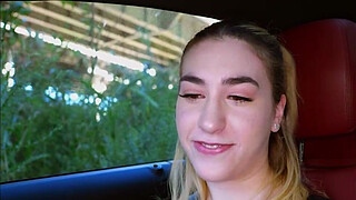 19 Year-old submissive drinks piss in woods, then crawls to the farm for her domination session