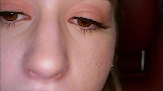 19 Year-old submissive drinks piss in woods, then crawls to the farm for her domination session