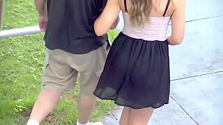 Exhibitionist Wife #75 Pt1 - MILF Heather Silk Upskirt Flashing Shaved Pussy To Voyeur In Public Bus Stop! He Gives Her A Foot Massage!