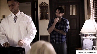 step Daughter get help from dad with anal problem