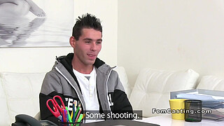 Limp shaft guy fucks female agent cutie in office