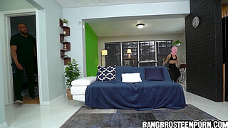 Super small thief gets caught and has to suck a huge black monster shaft