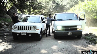 Skinny teens Haley Reed tight pussy double fucked by two big cocks