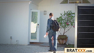 Pocket-Sized Cutie Welcoming Her Stepbrother From The Military