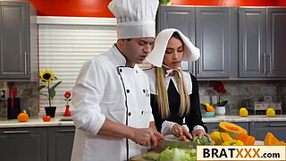 Dirty TV Chef Fucking His Gorgeous Blonde Assistant in the Booty