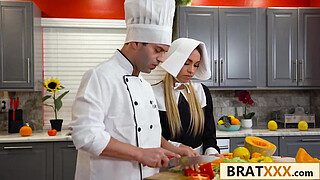 Dirty TV Chef Fucking His Gorgeous Blonde Assistant in the Booty