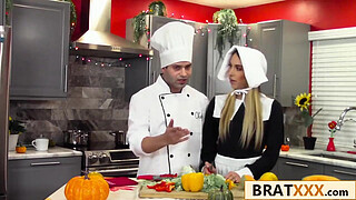 Dirty TV Chef Fucking His Gorgeous Blonde Assistant in the Booty