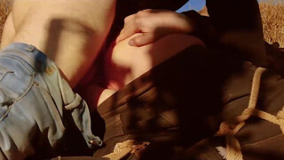 Big-butt blonde gets her anus whipped, then gets rough anal sex in dirt and piss -- a real BDSM session outdoors in the Western USA with Rebel Rhyder