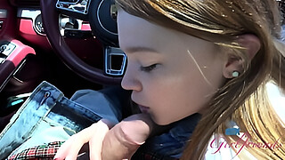 Mazy Myers Amateur chick gets a driving lesson, gets pussy played with and sucks shaft in the car GFE POV