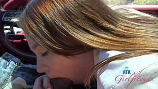 Mazy Myers Amateur chick gets a driving lesson, gets pussy played with and sucks shaft in the car GFE POV