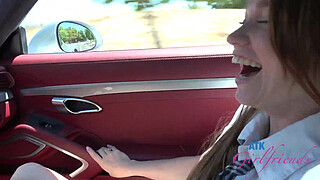 Mazy Myers Amateur chick gets a driving lesson, gets pussy played with and sucks shaft in the car GFE POV