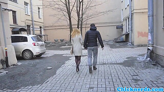 Spex hottie banged doggystyle by stranger