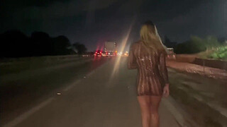 WIFE SHOWING OFF ON THE STREET DRIVING THE GUYS CRAZY