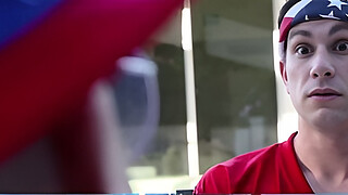 Stepmom and Stepdaughter Share a Penis During a Family BBQ, Sucking and Fucking