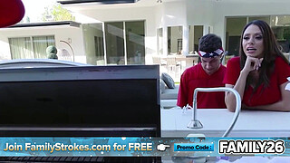 Stepmom and Stepdaughter Share a Penis During a Family BBQ, Sucking and Fucking